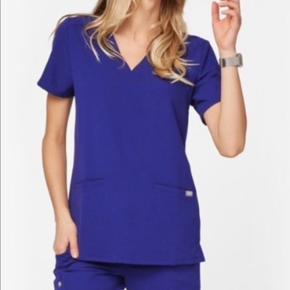 Figs new royal blue 3 pocket scrub top